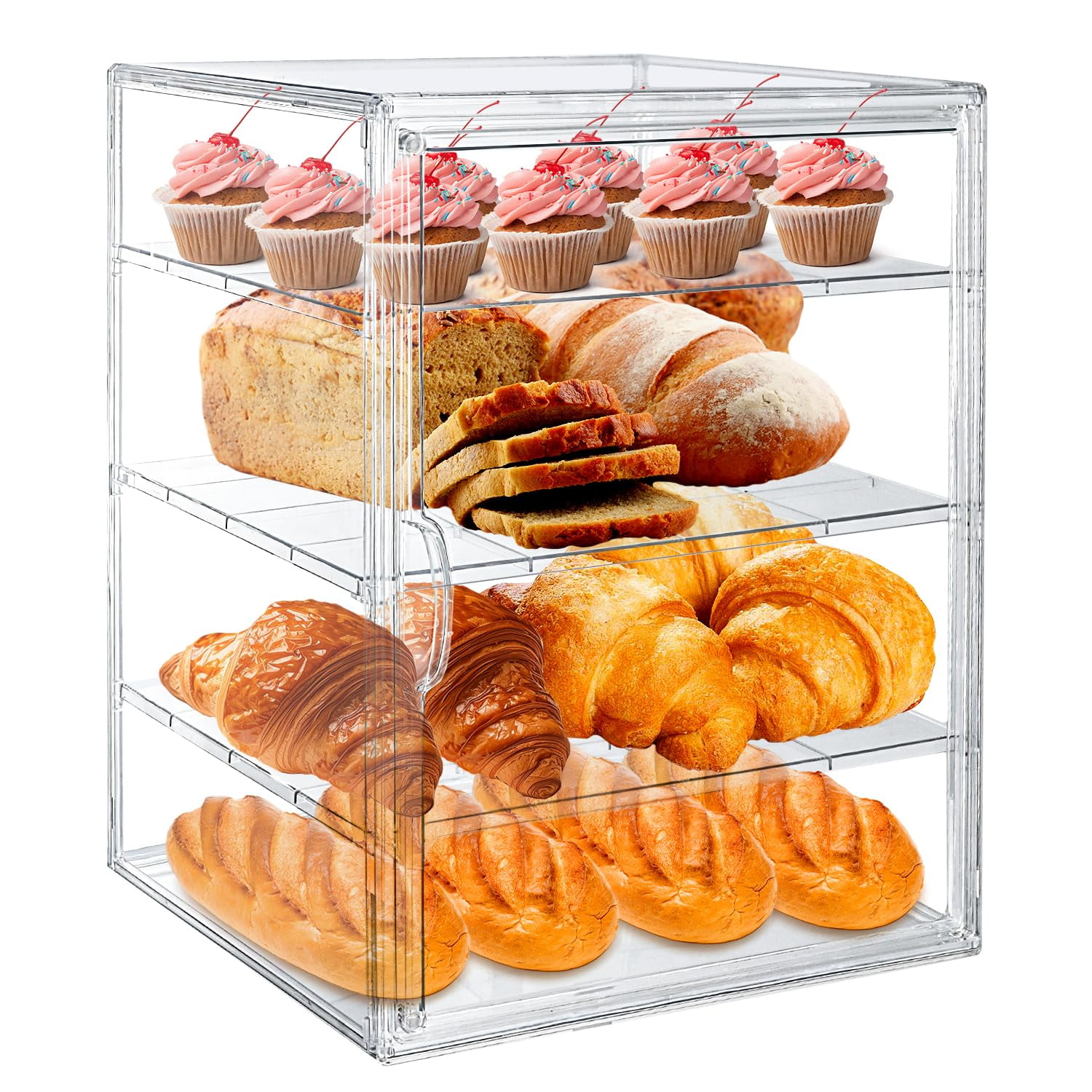 Genérico - Vitrina De Pastelería De 4 Niveles Para Fiestas De 39,4 X 29 X 24,9 Cm Con Puerta Magnética