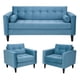 thumbnail image 1 of Living Retro Sofa 3 Cuerpos + 2 Sofá 1 Cuerpo Felpa Azul Petroleo, 1 of 6