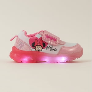Zapatillas Con Luces Niña Minnie Corazones Rosado Disney