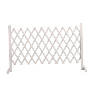 Ioensy - Puerta De Madera Para Perros Puerta De Valla Plegable Extensible Accesorio Profesional Plegable 190Cmx90Cm Blanco