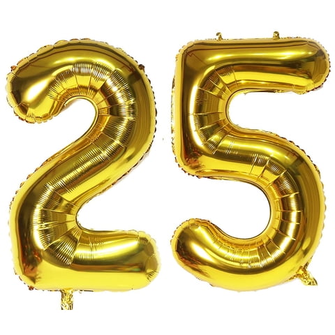 Globo Con Número Ebaijquo 25, Dorado, 40 Pulgadas, Para Decoración De Fiestas