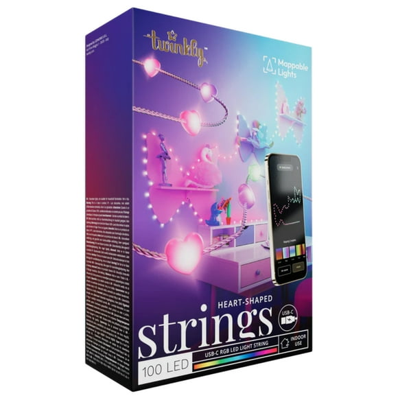 Twinkly Cadena De Corazones Led Rgb Usb-C Cable Transparente Twkh100Rgb-T