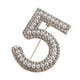 thumbnail image 3 of Moda Mujer Cristal Rhinestone Perla Número 5 Broche Pin Joyería Plata, 3 of 3