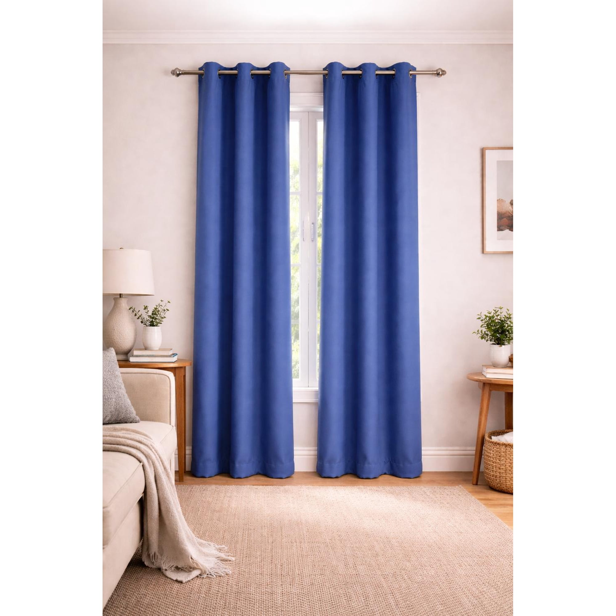 Clems - Cortina 100% Blackout De Tela Engomada 2 Paños Azul