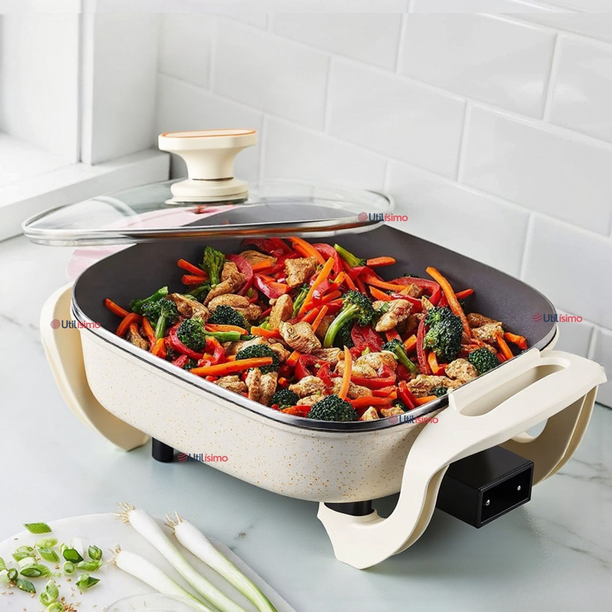 Raf - Sartén Eléctrico Antiadherente Multifuncional 5 Litros 1200W De Potencia