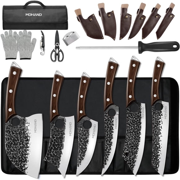 Set de cuchillos MDHAND 18 piezas – Chef serbio, carnicero y regalo