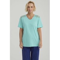 Fashionspark - Polera Mujer Detalle Hombro Turquesa