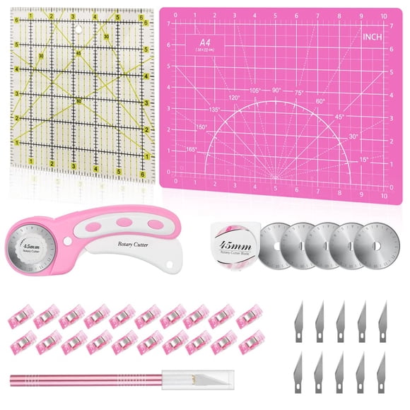 Juego de cortadores giratorios Headley Tools, 39 unidades, con alfombrilla de corte y regla