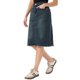 thumbnail image 4 of INSPIRE CHIC Falda de Mezclilla de Cintura Alta para Mujer, Falda de Jean hasta la Rodilla con Dobladillo Deshilachado y Bolsillos Azul Gris Oscuro L, 4 of 6