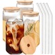 thumbnail image 1 of Pack 10 vaso lata vidrio con bombilla tapa bambú 550 ml, 1 of 3
