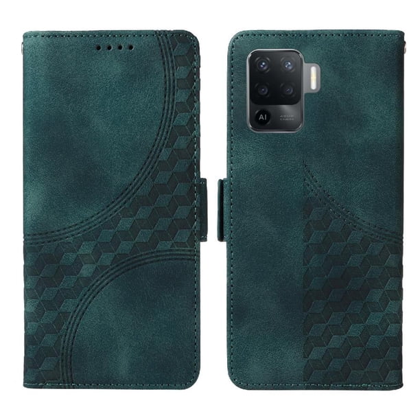 Carcasa FOXDOCK OPPO Reno 5 Lite de cuero PU, diseño acolchado clásico, protección contra caídas y rayones