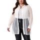 thumbnail image 1 of Agnes Orinda Disfraces de Halloween Camisa de Mujer Tallas Grandes Malla Transparente Manga Larga Abotonada Blusas Transparentes 1X Blanco, 1 of 7