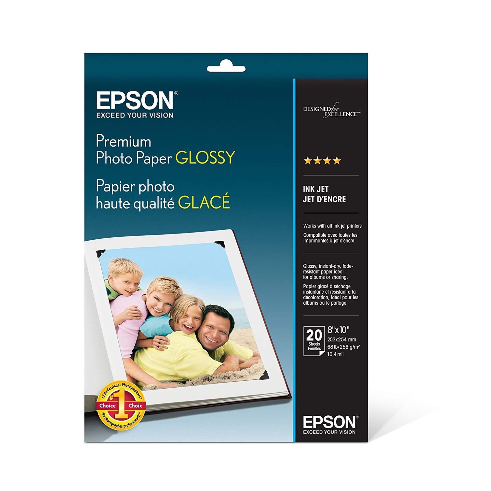 Papel Fotográfico Epson Premium Glossy, 20 Hojas, 8 X 10 Pulgadas