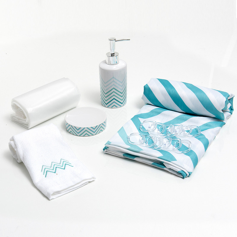 Mashini - Set Cortina Baño 6 Pzas Caja Huasco