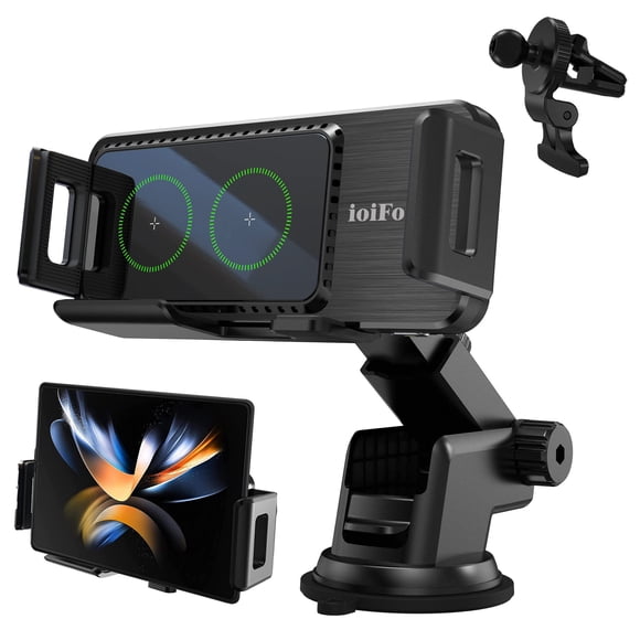 Cargador Inalámbrico para Coche ioiFour 15W Qi de Auto‑Rotación