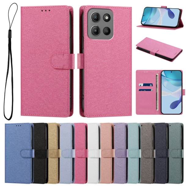 Cartera para Motorola Moto G15/G15 Power con Soporte y Correa, Rojo Rosa