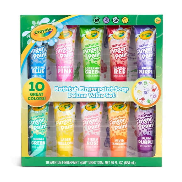 Set de pintura con dedos Crayola Bathtub Deluxe de 10 colores, paquete económico