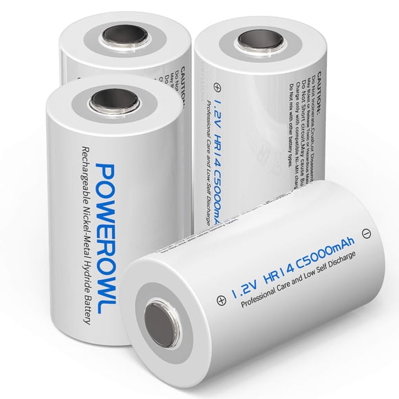Pilas recargables tipo C POWEROWL 5000 mAh NiMH 1,2 V (paquete de 4)
