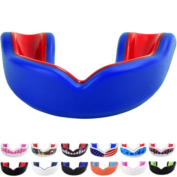 Protector bucal Oral Mart azul/rojo para niños, karate, fútbol