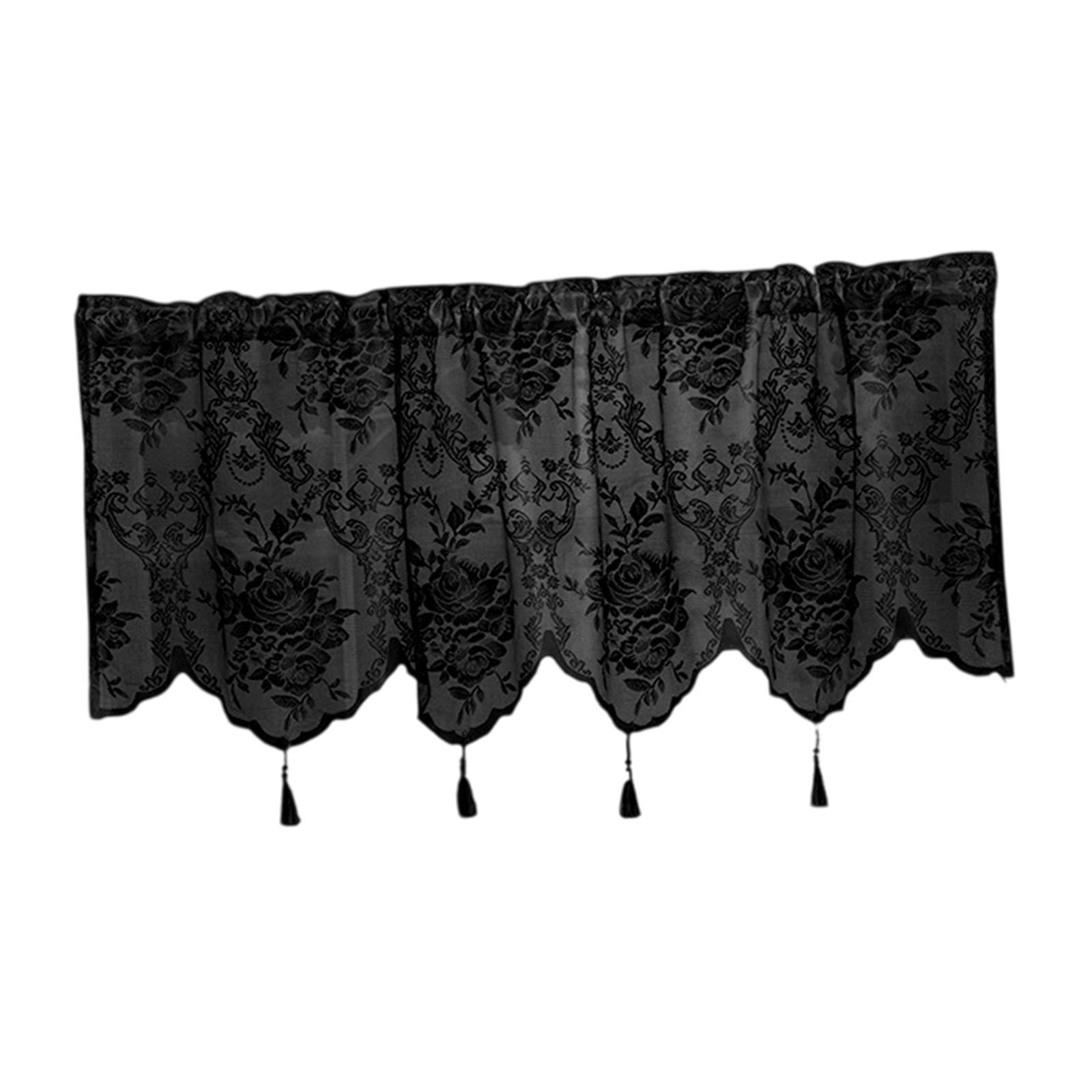 Magideal - Cenefa De Cortina Para Ventana, Aislante Térmico, Oscurecedor, Con Bolsillo Para Varilla, Para Habitación Infantil, Dormitorio, Estilo Rústico, Baño. Negro L