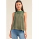 thumbnail image 1 of Top Babydoll Plisado con Dobladillo Bordado de Crochet sin Mangas Color Verde Bosque, 1 of 5