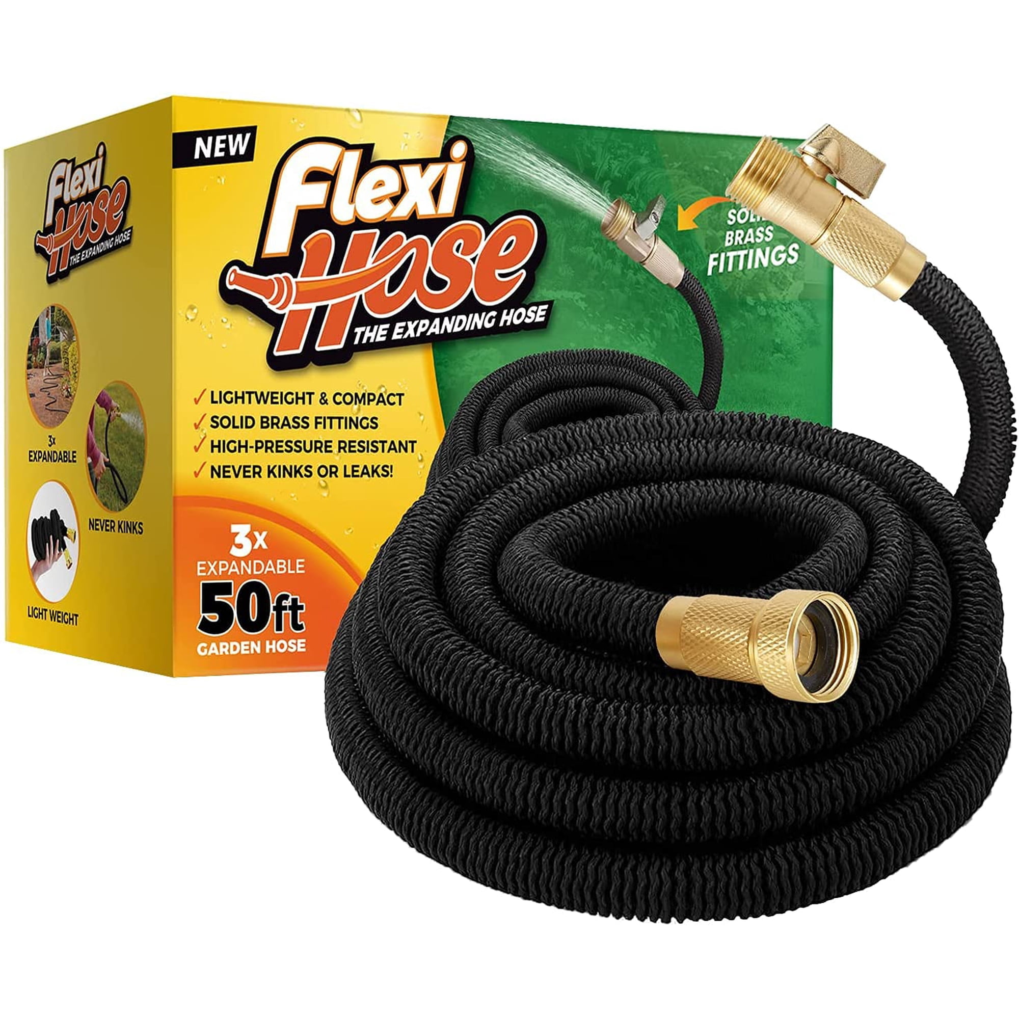 Flexi Hose - Manguera Flexible Para Jardín, Ligera Y Ampliable, 15 M, Con Latón