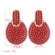 thumbnail image 4 of Pendientes elegantes de aleación con forma de gota de diamantes de imitación redondos para mujer y niña (rojos), 4 of 5