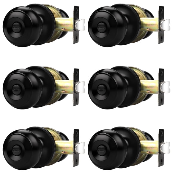 Pomos de puerta Probrico negros para dormitorio y baño, paquete de 6