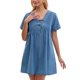thumbnail image 4 of INSPIRE CHIC Vestido de Mezclilla para Mujer de Manga Corta con Cuello en V y Bolsillos Vestidos Casuales Mini de Jean XL Azul Claro, 4 of 6