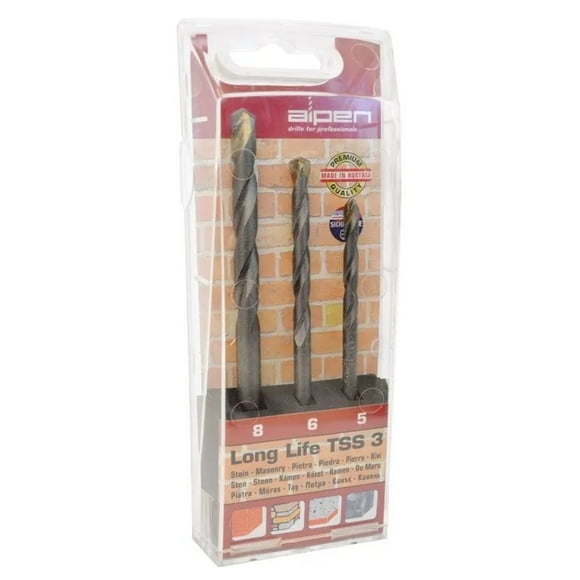 Set 3 Brocas Piedra - 5/6/8 mm - Long Life