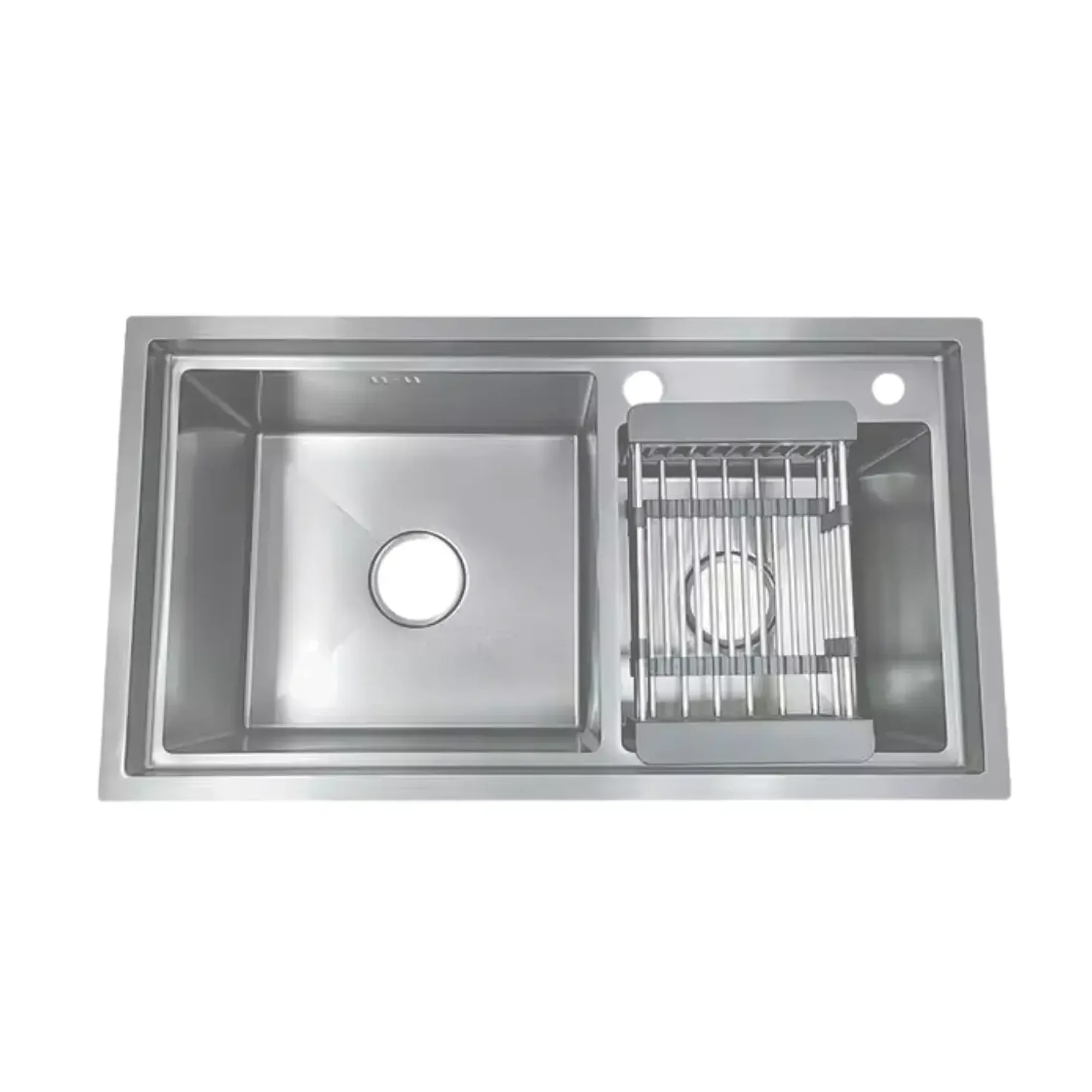 Modern Space - Lavaplatos Curvo 78x43 Cm Deluxe De Acero Inoxidable Para Empotrar Espesor 2mm Color Plateado + Rejilla Escurridora Y Dispensador De Jabón