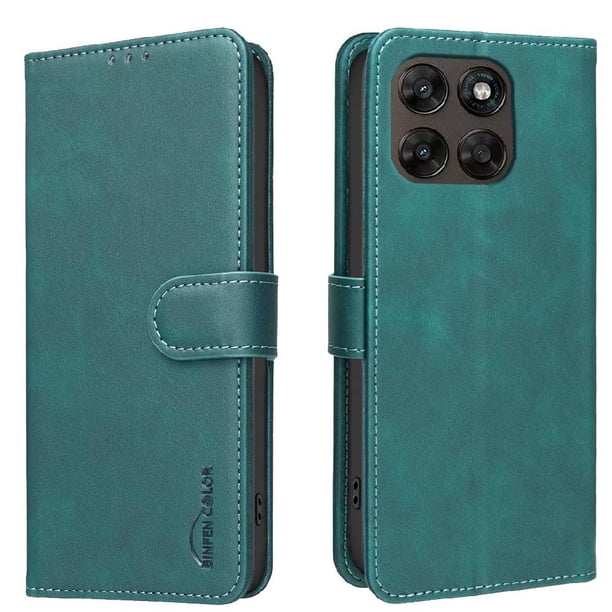 Funda Billetera para Motorola Moto G77 Protección RFID y Soporte Ajustable Verde