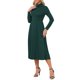 thumbnail image 4 of INSPIRE CHIC Vestido de Punto Plisado para Mujer de Manga Larga con Cuello Alto Casual de Negocios Suéter Vestidos Midi Línea A Conjuntos de Otoño Invierno XL Verde Oscuro, 4 of 6