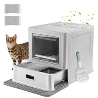 Caja De Arena Para Gatos Marchul Cerrada De Acero Inoxidable Con Tapa Y Cajón