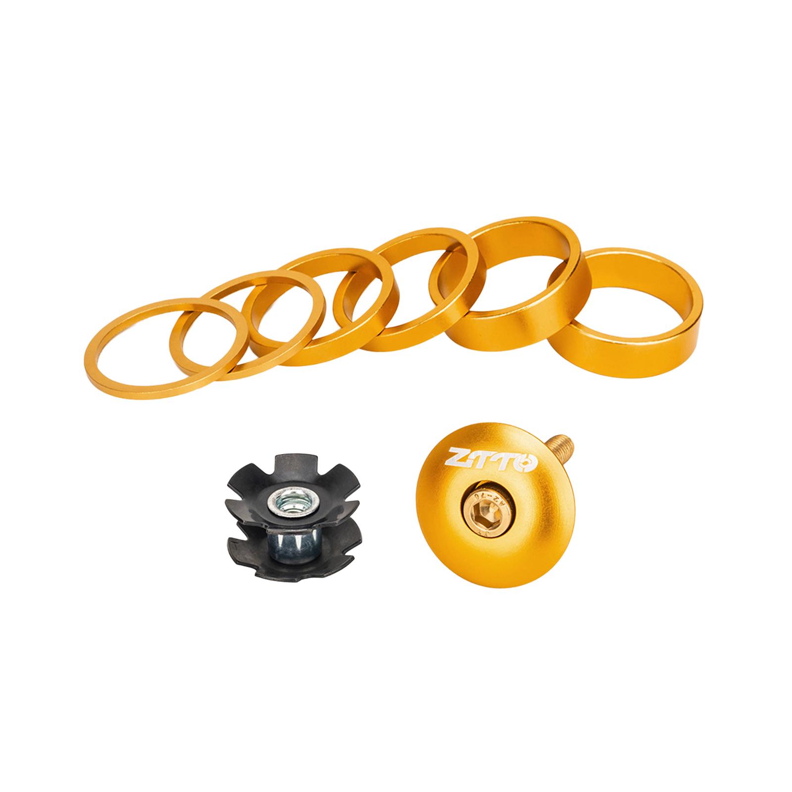 Magideal - Espaciadores De Auriculares Para Bicicleta, Espaciadores De Vástago, Ligeros, Portátiles, Arandelas, Piezas De Reparación, Aleación De Aluminio, Herra Oro