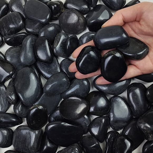Black Pebbles Fantian de 1 a 2 pulgadas, 1 kg, para plantas de interior y decoración