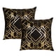thumbnail image 1 of Juego de 2 fundas de almohada decorativas negras y doradas de 45 x 45 cm. Ideal para sofá, sala de estar, decoración del hogar., 1 of 5