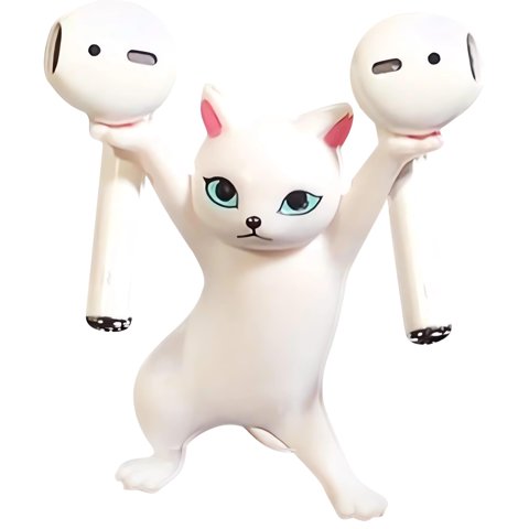 Soporte Para Airpods Athand Dancing Cat, Plástico Pvc Blanco