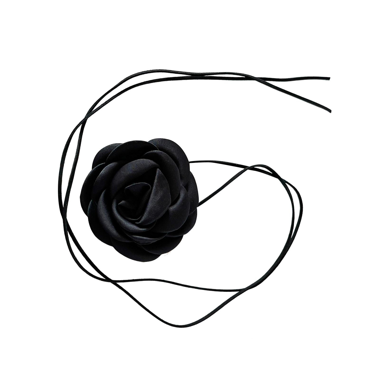 Magideal - Gargantilla De Flores Y Rosas, Vestido Romántico, Accesorios De Joyería, Gargantilla Floral De Moda, Collar Elegante Para Novia, Fiesta, Festival, Muj Negro