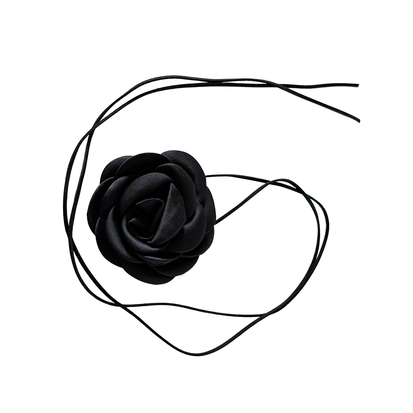 Magideal - Gargantilla De Flores Y Rosas, Vestido Romántico, Accesorios De Joyería, Gargantilla Floral De Moda, Collar Elegante Para Novia, Fiesta, Festival, Muj Negro