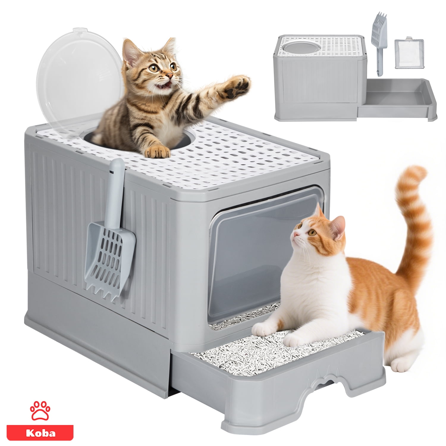 Koba - Arenero Gato Cerrado Baño Sanitario Con Tapa Y Pala Grande