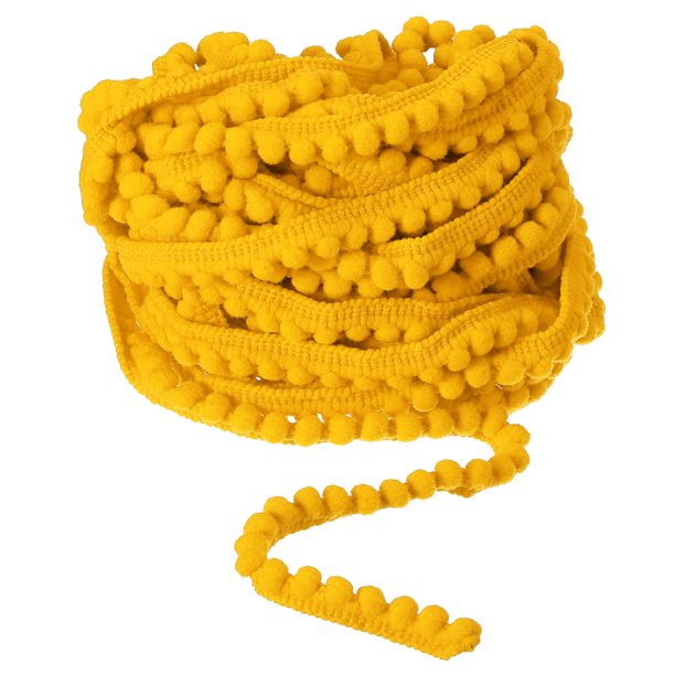 Uxcell 10 Yardas Pom Pom Bola Flecos Cinta Accesorio de Costura Manualidades DIY, 5mm Amarillo