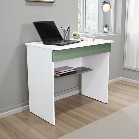 Tuhome - Escritorio 1 Cajon Ohio 73X80X49,8 Cm Blanco Y Agave