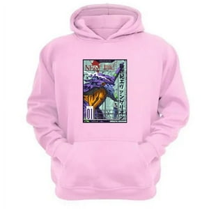 Genérico - Polerón Canguro Evangelion Rosa Talla Xs Unisex