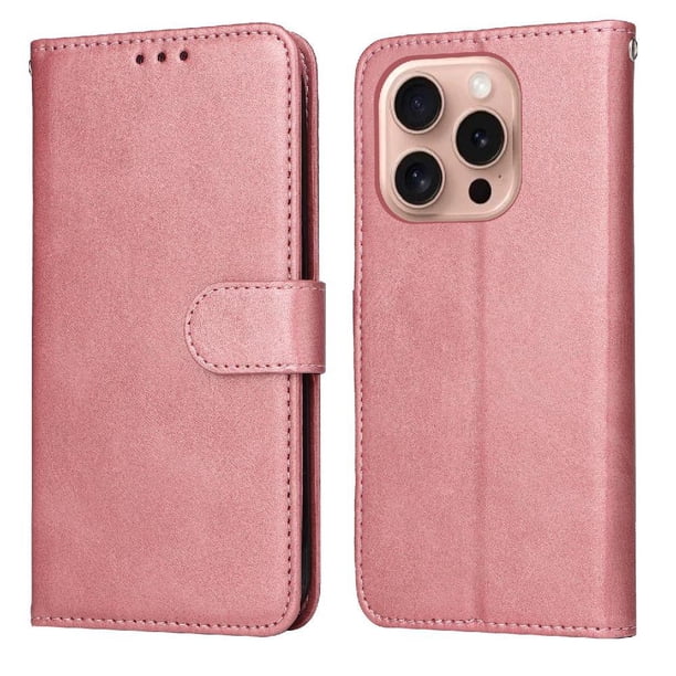 Funda Billetera para iPhone 16 Pro Max con Porta Tarjetas y Soporte Ajustable Rosa