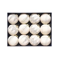 Magideal - 12 Bolas Navideñas De Terciopelo, Adornos Colgantes Para Decoración Navideña, Flocados, Para Fiestas, Árboles De Navidad, Bodas, Decoración Del Hogar. Blanco