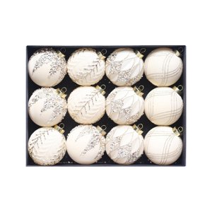 Magideal - 12 Bolas Navideñas De Terciopelo, Adornos Colgantes Para Decoración Navideña, Flocados, Para Fiestas, Árboles De Navidad, Bodas, Decoración Del Hogar. Blanco
