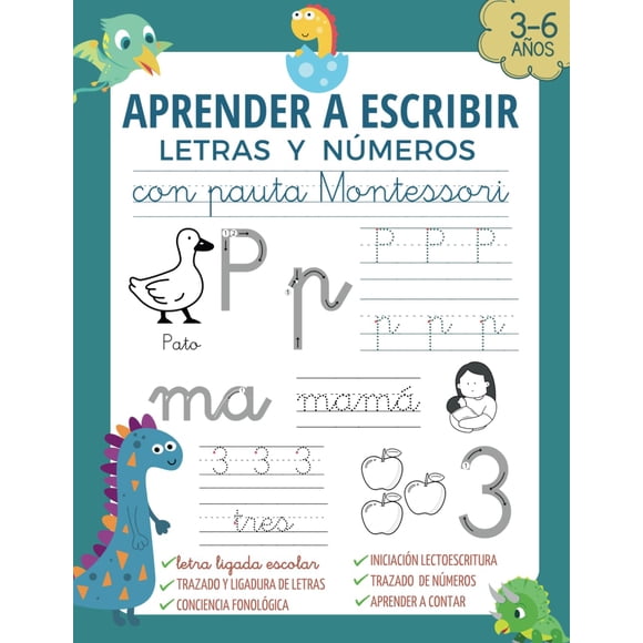Libro APRENDER A ESCRIBIR LETRAS Y NÚMEROS CON PAUTA MONTESSORI