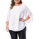 thumbnail image 1 of Agnes Orinda Blusas Casuales de Verano Fluidas con Cuello Redondo y Mangas de Pétalo 3/4 para Mujer de Talla Grande, Talla 3X, Blanco, 1 of 8