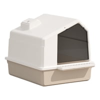 Ioensy - Caja De Arena Para Gatos, Inodoro Cerrado, Antisalpicaduras, Gran Espacio, Baño Con Tapa, Marrón